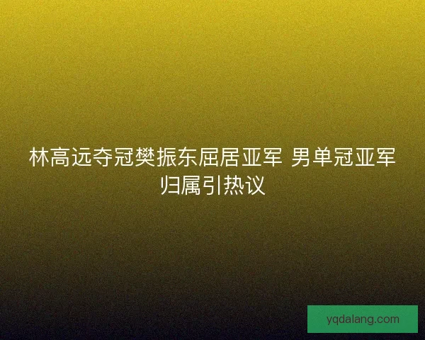 林高远夺冠樊振东屈居亚军 男单冠亚军归属引热议